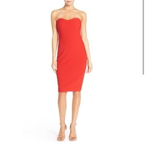 Likely NYC Red Strapless Cocktail Dress